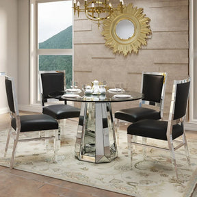 Modern Round Tempered Glass Dining Table With Mirror Base - Omega Lifestyles