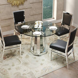 Modern Round Tempered Glass Dining Table With Mirror Base - Omega Lifestyles
