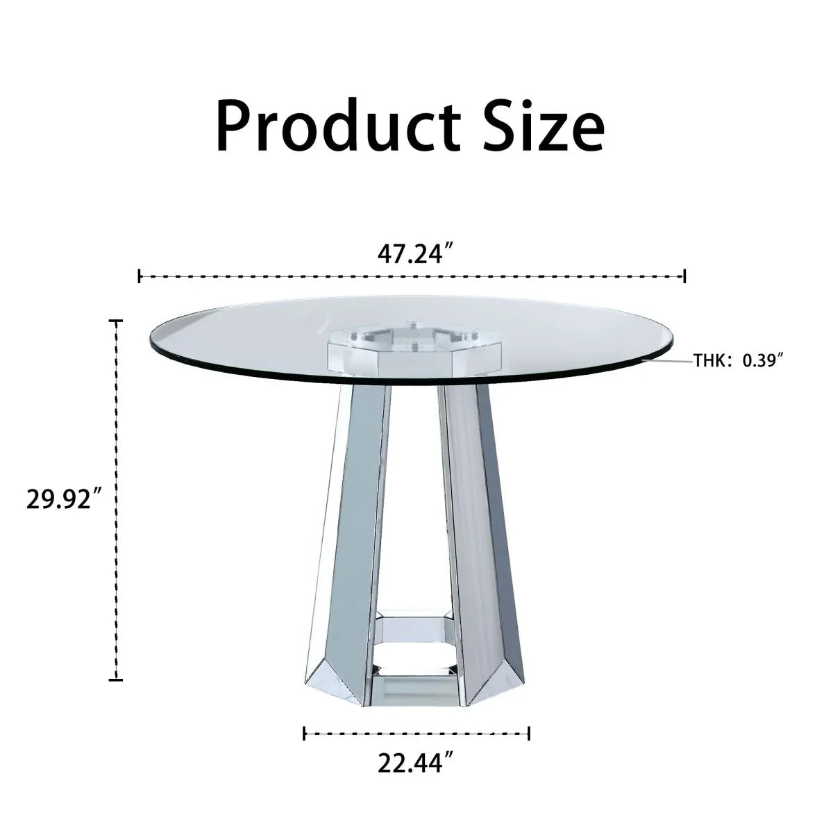 Modern Round Tempered Glass Dining Table With Mirror Base - Omega Lifestyles
