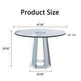 Modern Round Tempered Glass Dining Table With Mirror Base - Omega Lifestyles