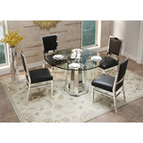 Modern Round Tempered Glass Dining Table With Mirror Base - Omega Lifestyles