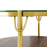Modern Round Walnut Glass Top 2-Tier Coffee Table - Omega Lifestyles