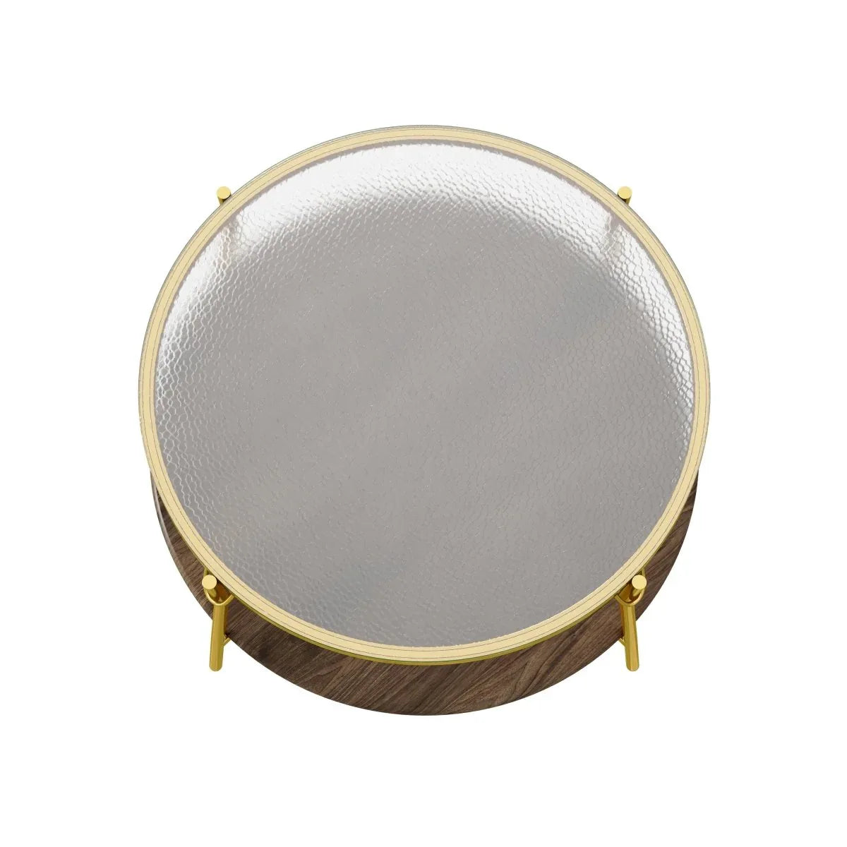 Modern Round Walnut Glass Top 2-Tier Coffee Table - Omega Lifestyles