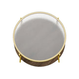 Modern Round Walnut Glass Top 2-Tier Coffee Table - Omega Lifestyles