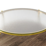 Modern Round Walnut Glass Top 2-Tier Coffee Table - Omega Lifestyles