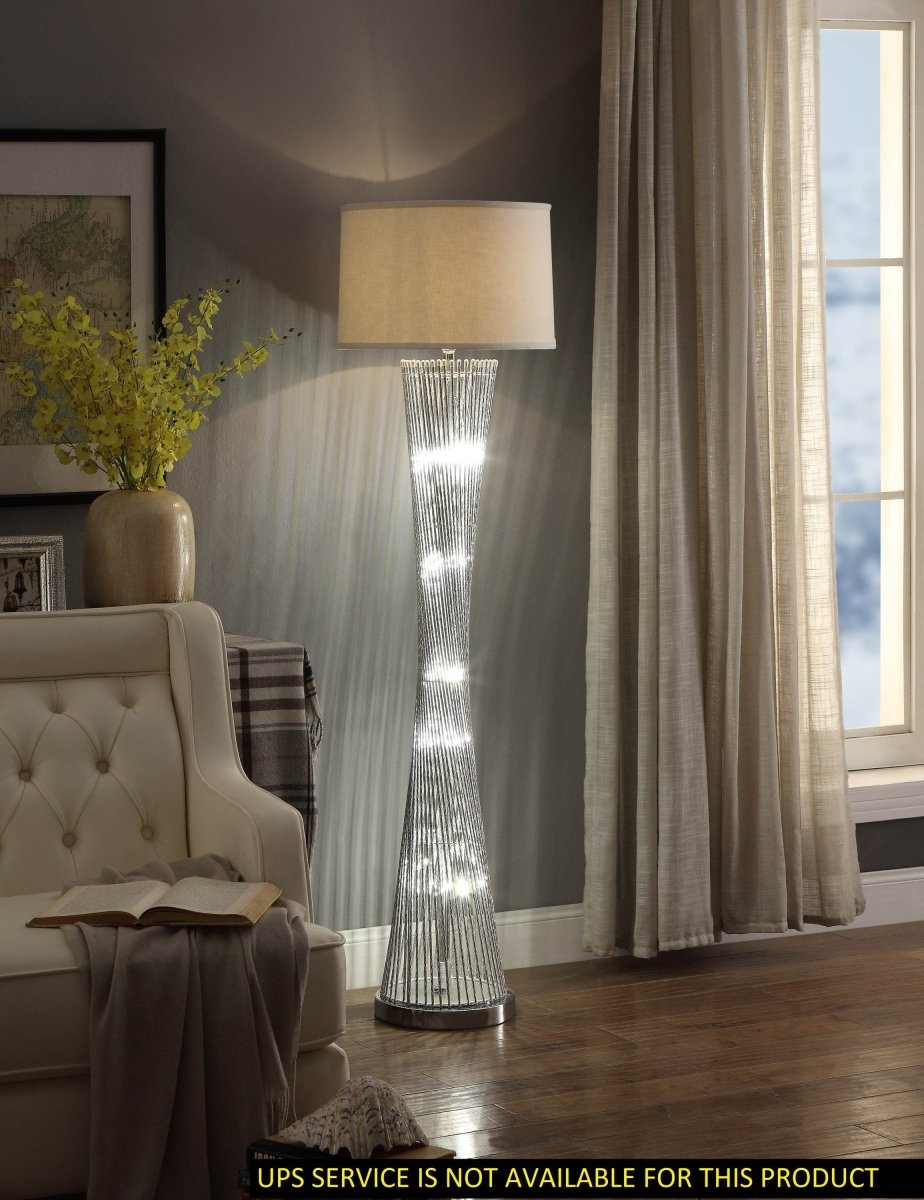 Modern Silver Finish LED Floor Lamp - Omega Lifestyles
