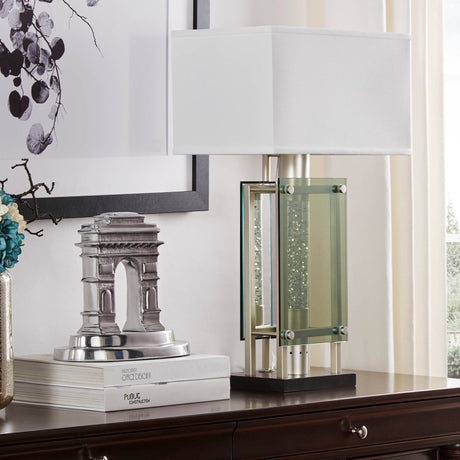 Modern Silver Finish Metal Table Lamp With Mood Light - Sleep Galleria