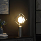 Modern Silver Metal Table Lamp With Glass Orb Shade - Sleep Galleria