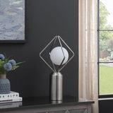 Modern Silver Metal Table Lamp With Glass Orb Shade - Sleep Galleria