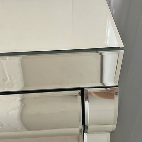 Modern Silver Mirror Console Table With 2 Drawers - Omega Lifestyles