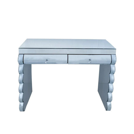 Modern Silver Mirror Console Table With 2 Drawers - Omega Lifestyles