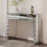 Modern Silver Mirror Console Table With 2 Drawers - Omega Lifestyles