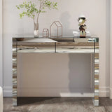 Modern Silver Mirror Console Table With 2 Drawers - Omega Lifestyles