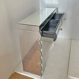 Modern Silver Mirror Console Table With 2 Drawers - Omega Lifestyles