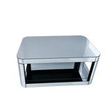 Modern Silver Mirrored MDF Glass Coffee Table With Storage - Omega Lifestyles