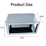 Modern Silver Mirrored MDF Glass Coffee Table With Storage - Omega Lifestyles