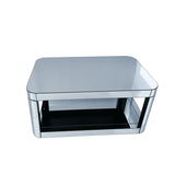 Modern Silver Mirrored MDF Glass Coffee Table With Storage - Omega Lifestyles