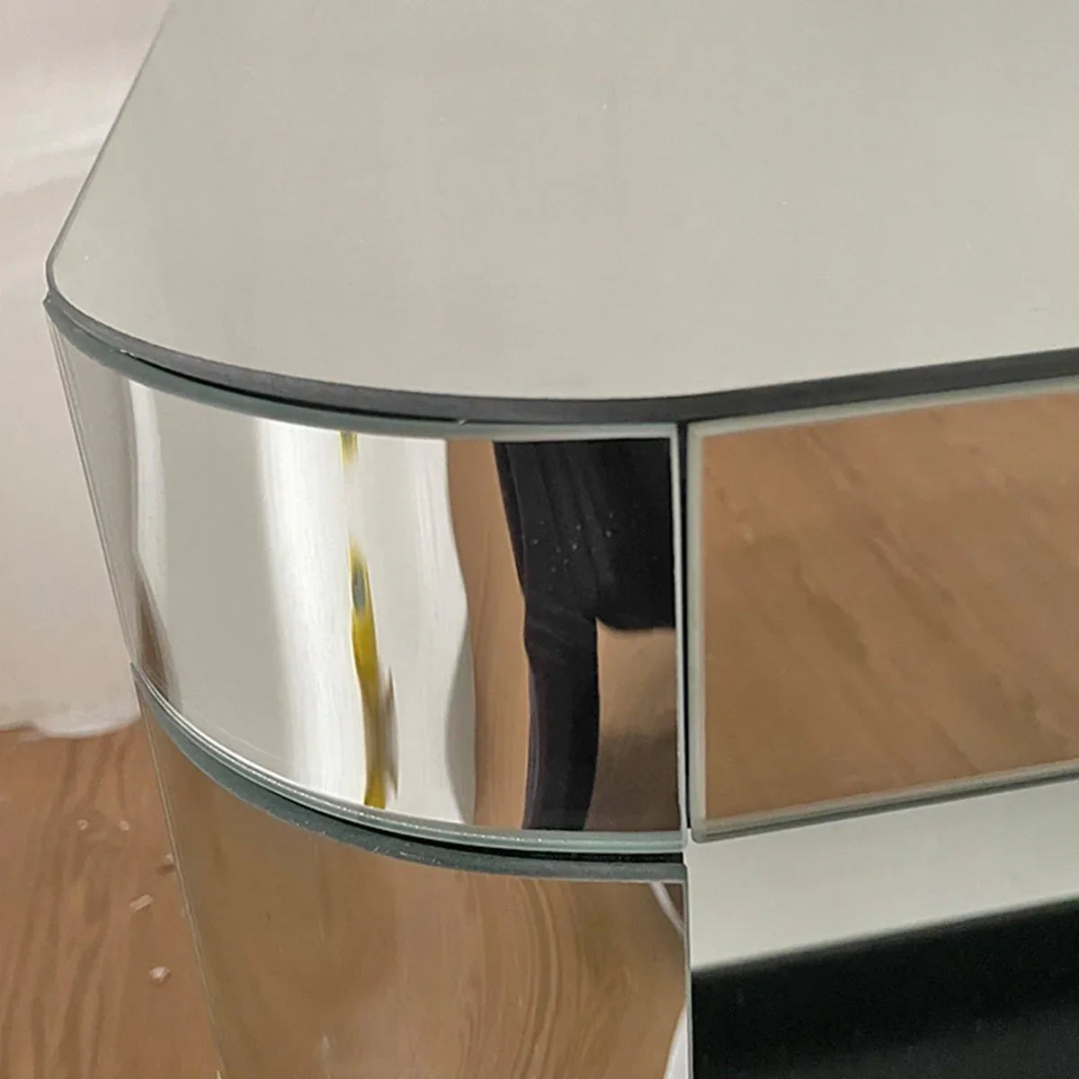 Modern Silver Mirrored MDF Glass Coffee Table With Storage - Omega Lifestyles