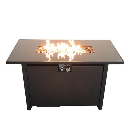 Modern Steel Outdoor Propane Fire Pit Table With Lid - Omega Lifestyles