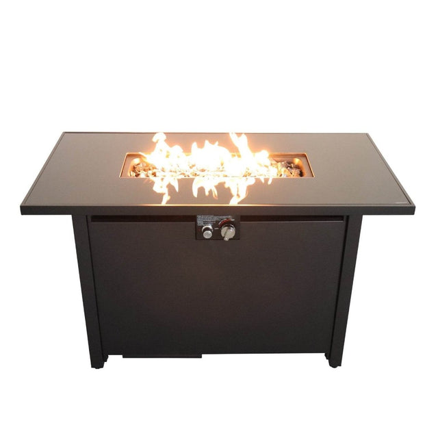 Modern Steel Outdoor Propane Fire Pit Table With Lid - Omega Lifestyles