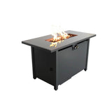 Modern Steel Propane Fire Pit Table With Lid Cover - Omega Lifestyles