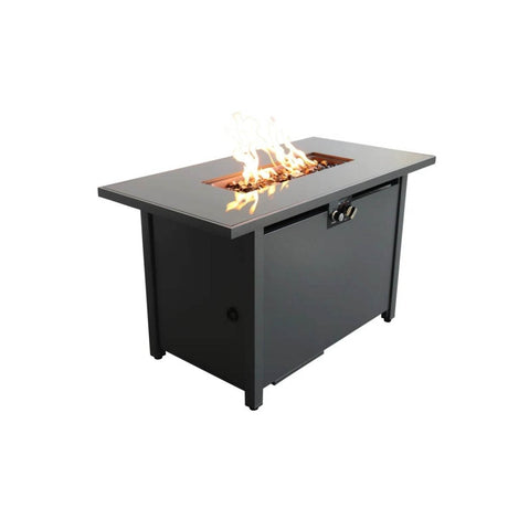 Modern Steel Propane Fire Pit Table With Lid Cover - Serenova - Omega Lifestyles