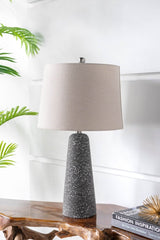 Modern Stone Cone Table Lamp With Beige Drum Shade - Sleep Galleria