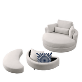 Modern Swivel Fabric Accent Chair With Storage Ottoman - Sleep Galleria