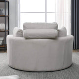 Modern Swivel Fabric Accent Chair With Storage Ottoman - Sleep Galleria