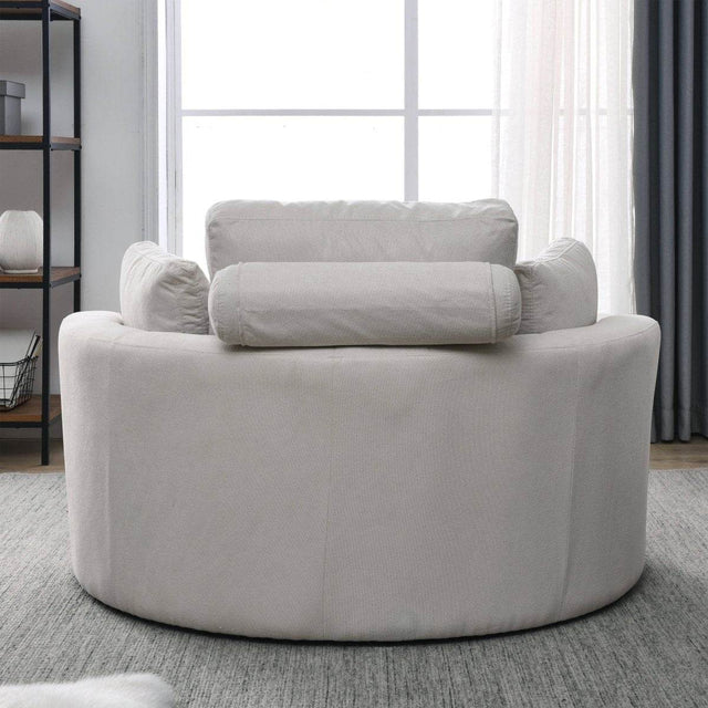 Modern Swivel Fabric Accent Chair With Storage Ottoman - Omega Lifestyles