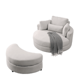 Modern Swivel Fabric Accent Chair With Storage Ottoman - Sleep Galleria