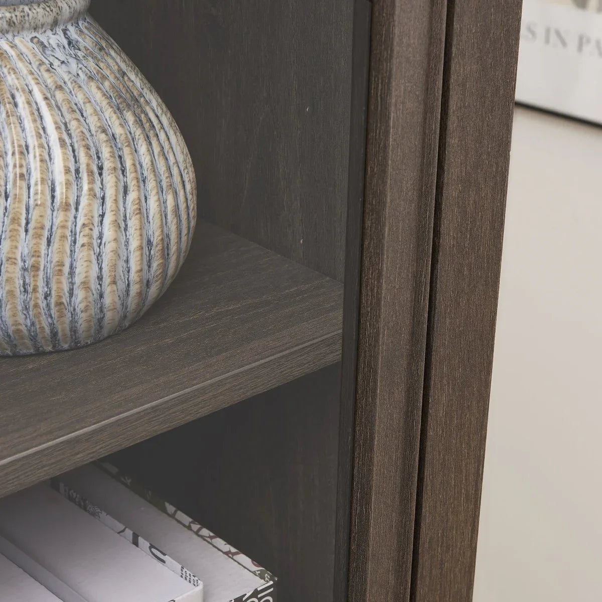 Modern Tall Glass Storage Cabinet With Drawer - Omega Lifestyles