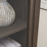 Modern Tall Glass Storage Cabinet With Drawer - Omega Lifestyles