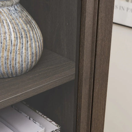 Modern Tall Glass Storage Cabinet With Drawer - Omega Lifestyles