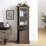 Modern Tall Glass Storage Cabinet With Drawer - Omega Lifestyles
