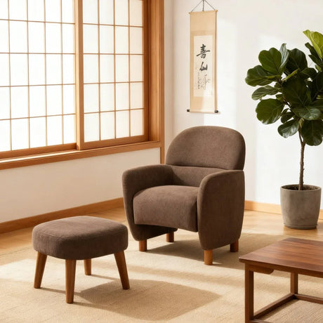 Modern Upholstered Fabric Lazy Chair With Ottoman - Omega Lifestyles