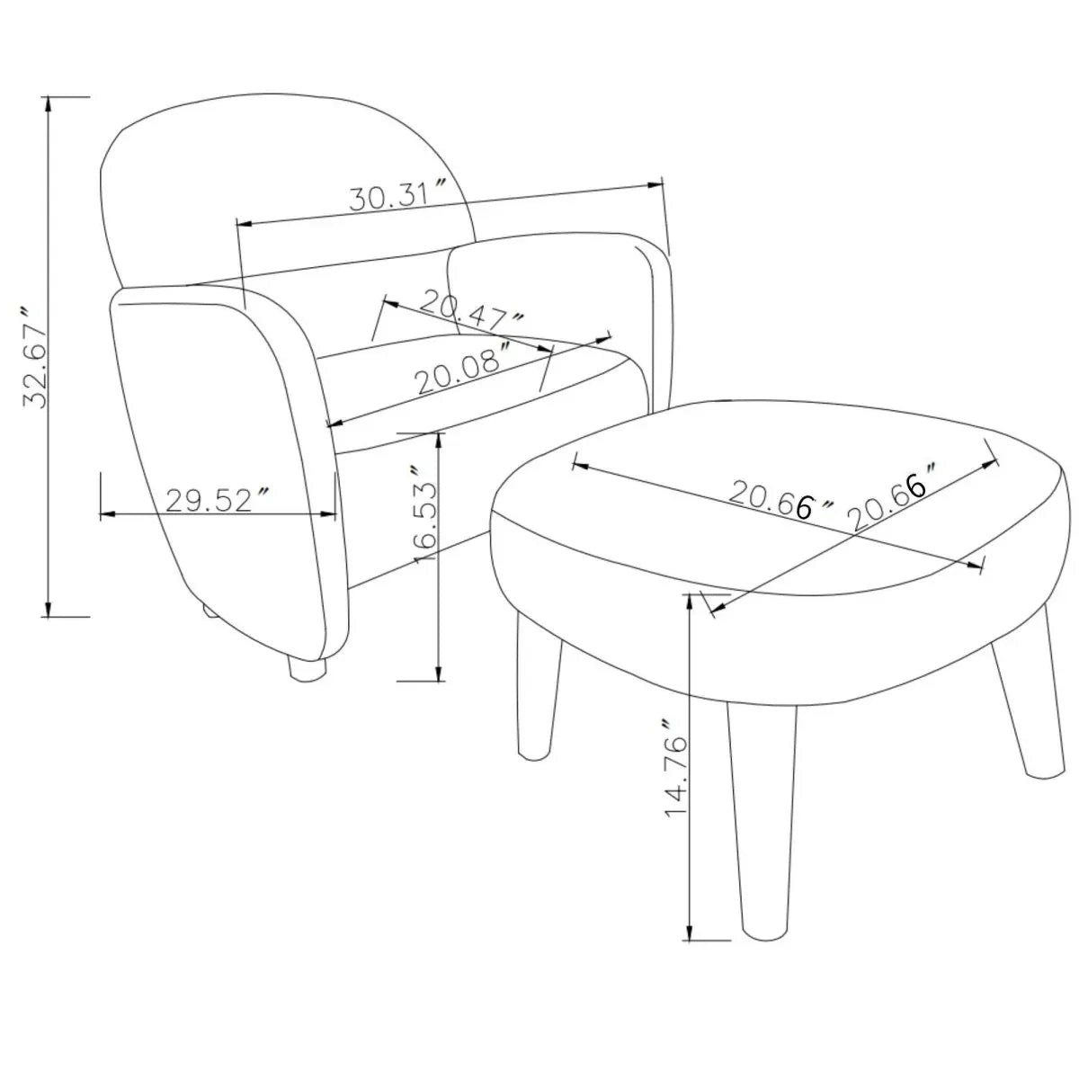 Modern Upholstered Fabric Lazy Chair With Ottoman - Omega Lifestyles
