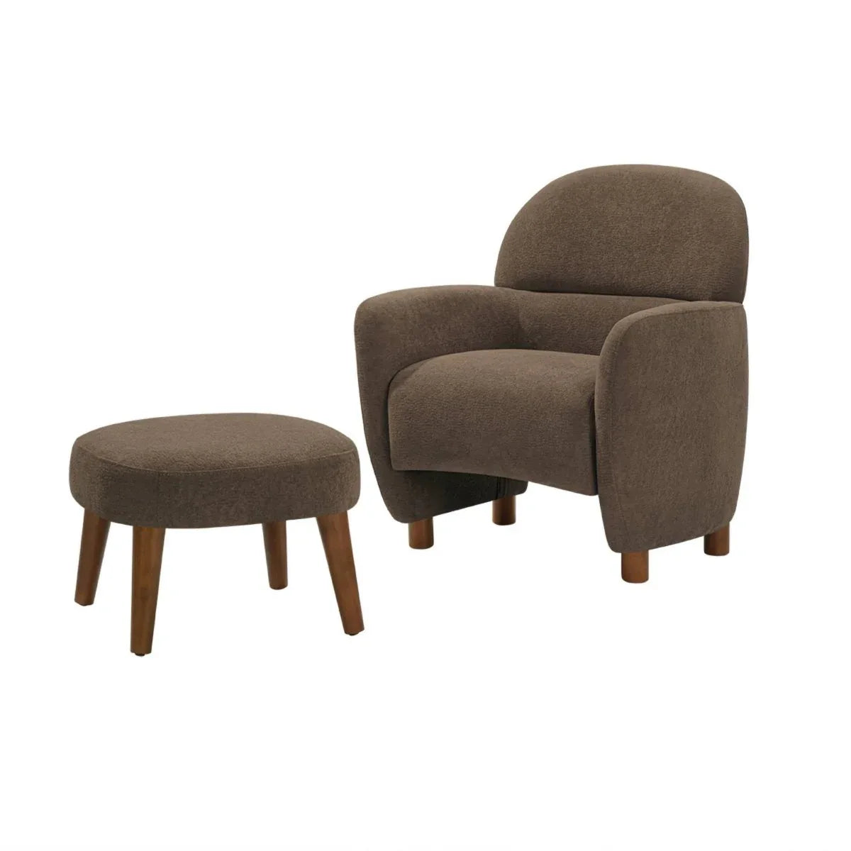 Modern Upholstered Fabric Lazy Chair With Ottoman - Omega Lifestyles