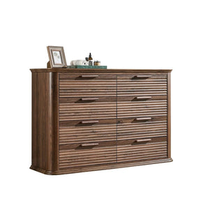 Modern Walnut 8-Drawer Curved Profile Dresser - Omega Lifestyles