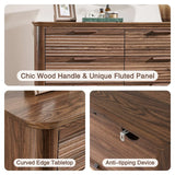 Modern Walnut 8-Drawer Curved Profile Dresser - Omega Lifestyles