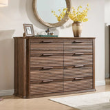 Modern Walnut 8-Drawer Curved Profile Dresser - Omega Lifestyles