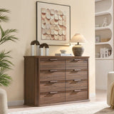 Modern Walnut 8-Drawer Curved Profile Dresser - Omega Lifestyles