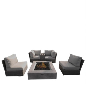 Modern Wicker Patio Sectional Seating Group With Fire Pit - Omega Lifestyles