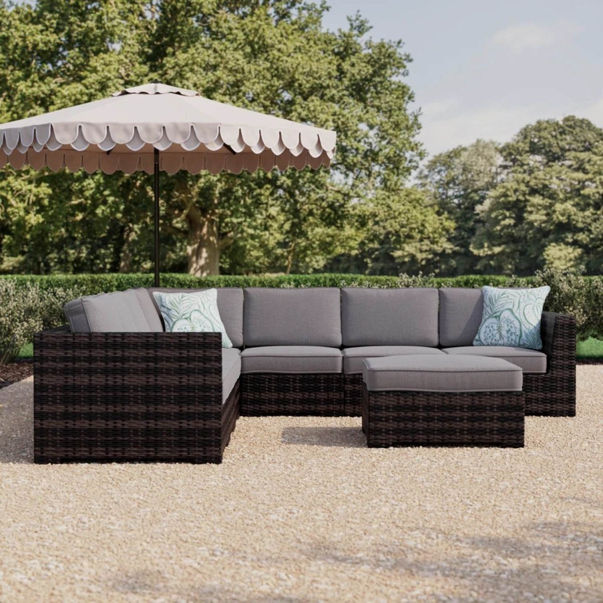Modern Wicker Reversible Patio Sectional Sofa With Cushions - Serenova - Omega Lifestyles