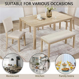 Modern Wooden 6-Piece Dining Table Set With Upholstered Chairs - Omega Lifestyles