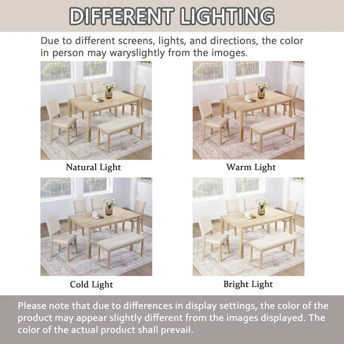 Modern Wooden 6-Piece Dining Table Set With Upholstered Chairs - Omega Lifestyles