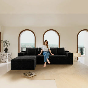 Modular 2-Piece Plush Corduroy Sectional Sofa - Omega Lifestyles