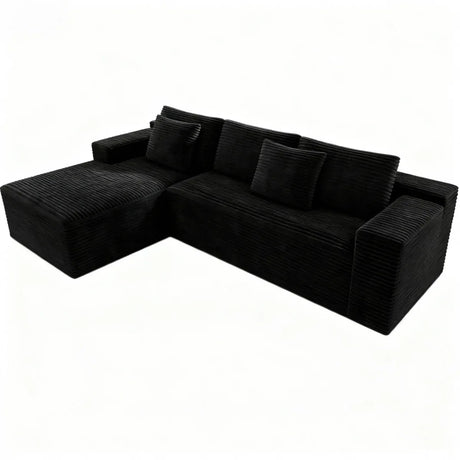 Modular 2-Piece Plush Corduroy Sectional Sofa - Omega Lifestyles