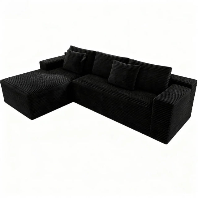 Modular 2-Piece Plush Corduroy Sectional Sofa - Omega Lifestyles