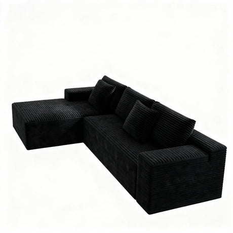 Modular 2-Piece Plush Corduroy Sectional Sofa - Omega Lifestyles
